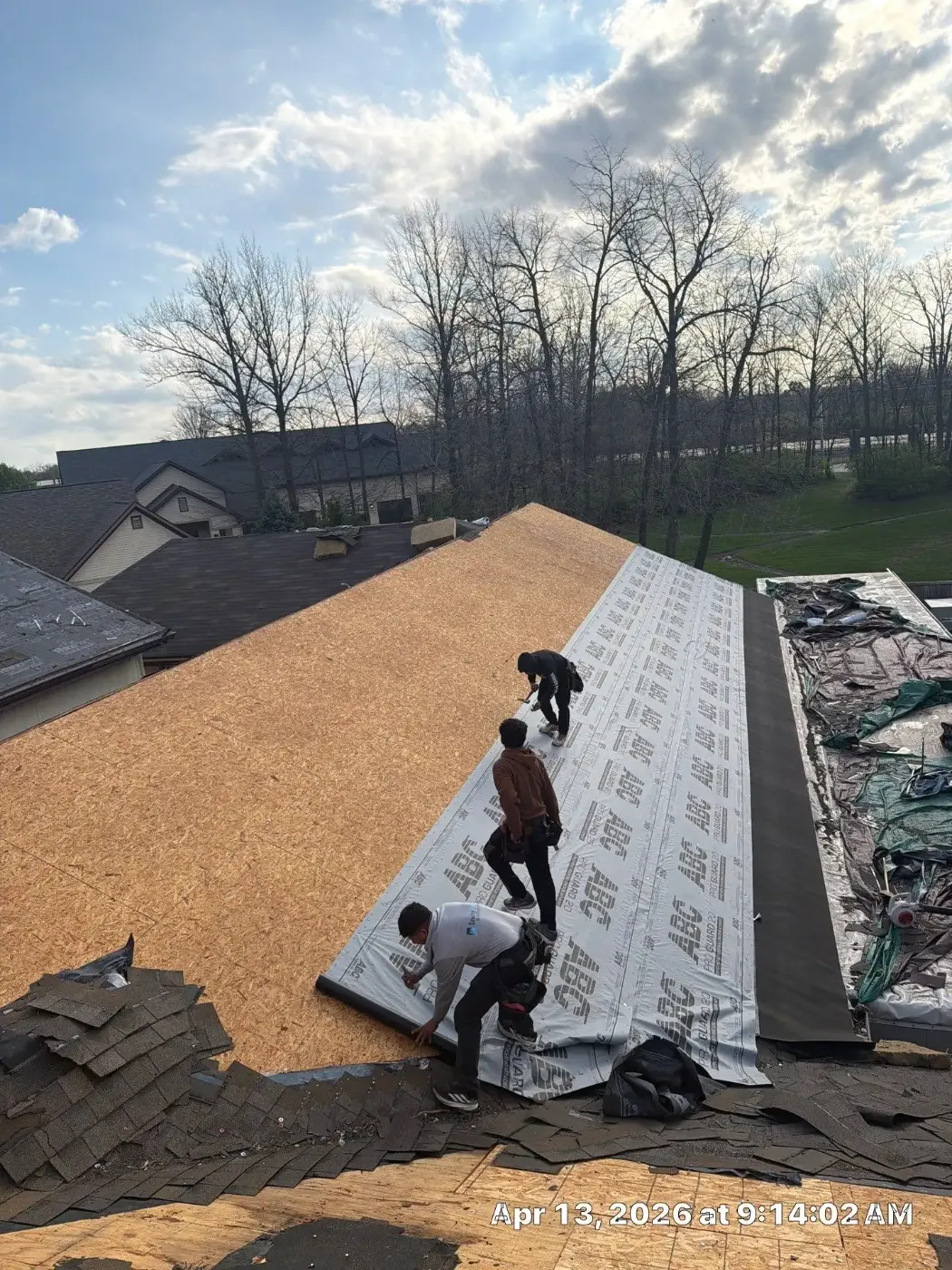 Storm damage documentation on a Geist commercial building